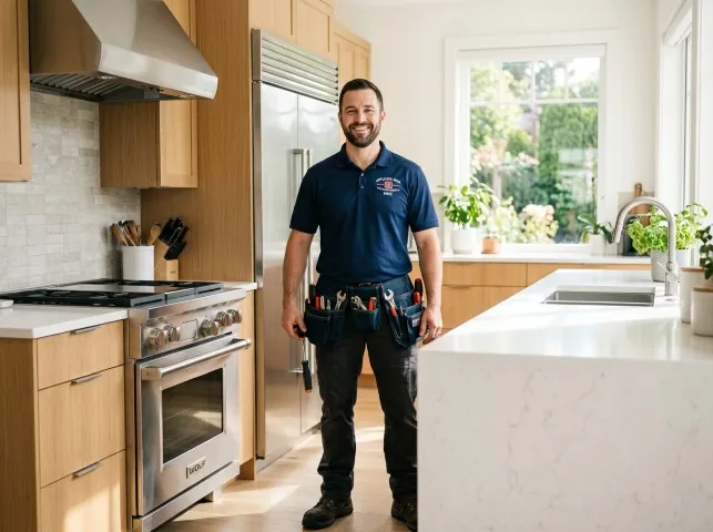 Appliance Repair Hero technician in a Aldie, VA kitchen after an appliance repair